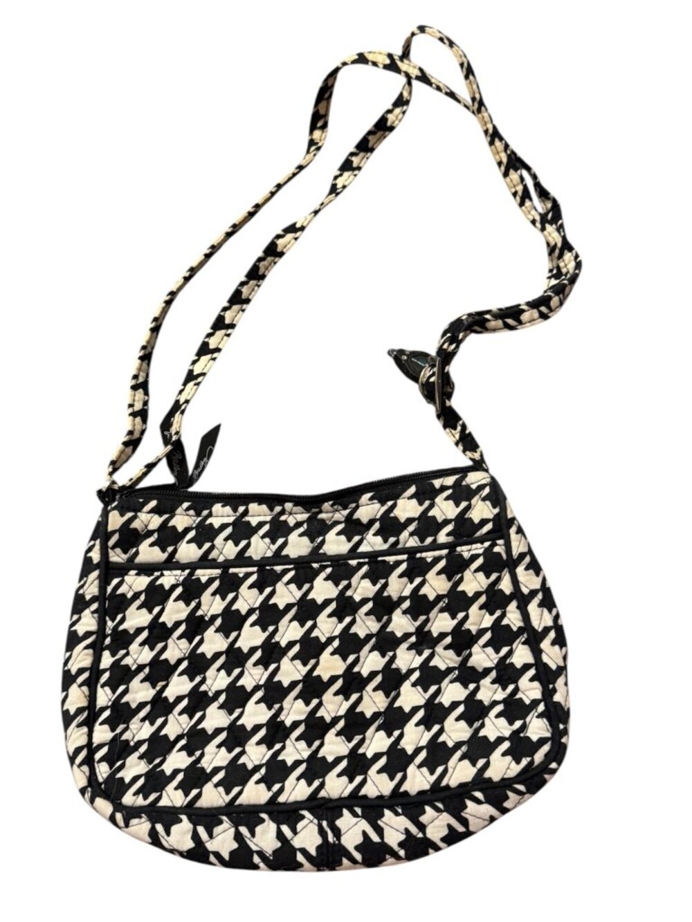Vera Bradley Black White Houndstooth Quilted Crossbody Bag Purse - Picture 2 of 5